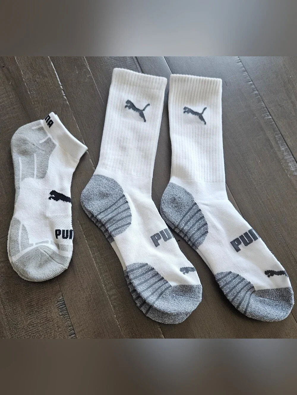 Puma 2 Crew & 1 Quarter Crew Socks Cushioned Men's Lot of 3 Pairs New